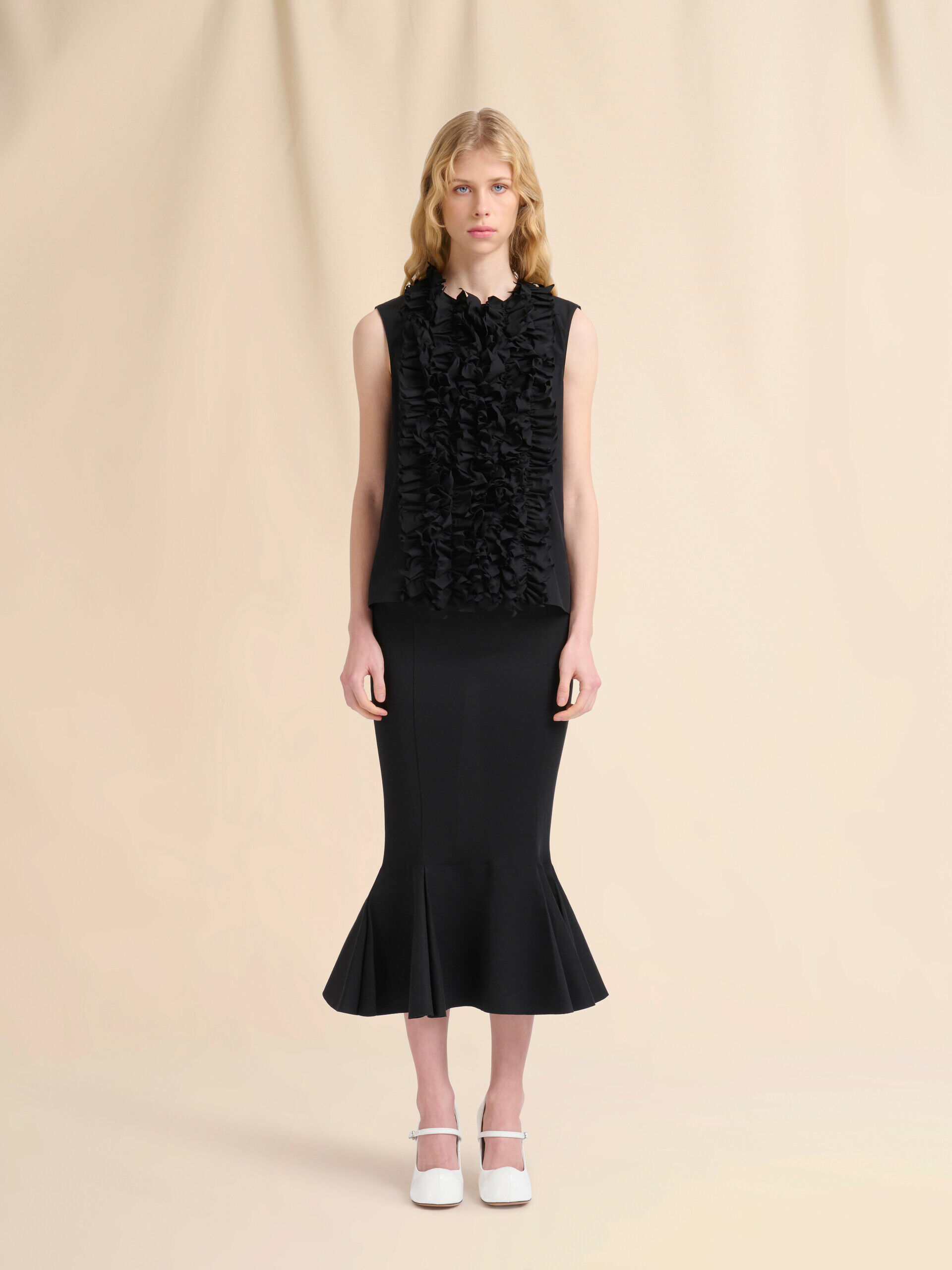 国内発送/送料関税込【Marni】 ブラック マーメイドスカート ブラック ジャージースカート、マーメイド風の裾 | Marni
