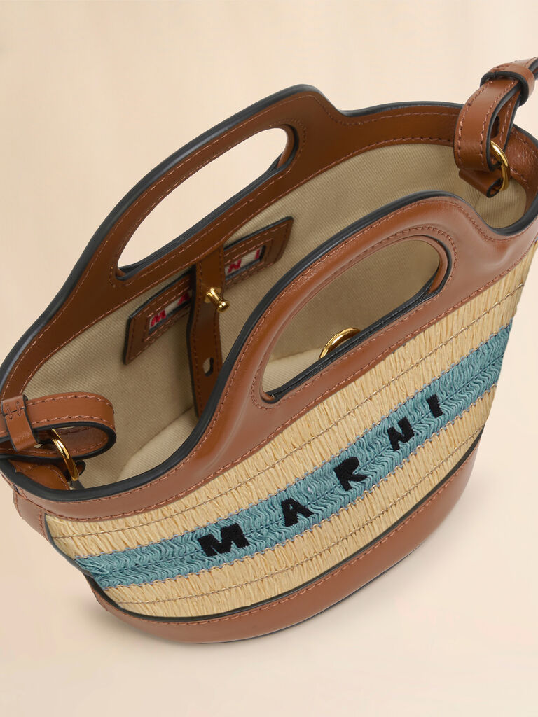 Marni Women Two-Tone Leather And Raffia Small Tropicalia Summer Handbag main image 1