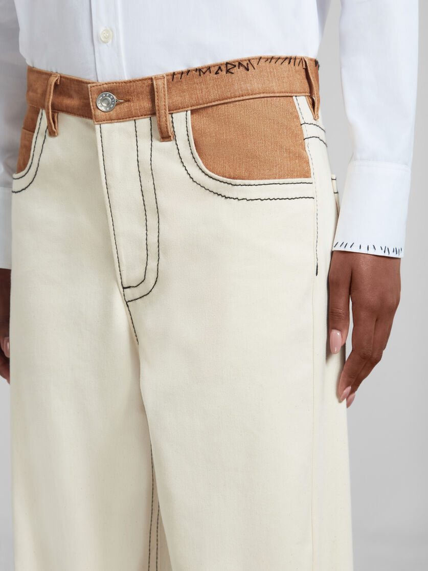 Ecru carrot-fit jeans with Marni mending - Pants - Image 4