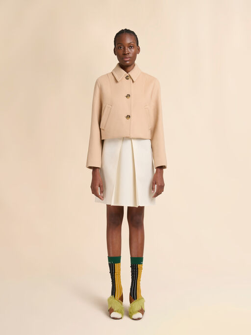 Camel felt cropped jacket - Jackets