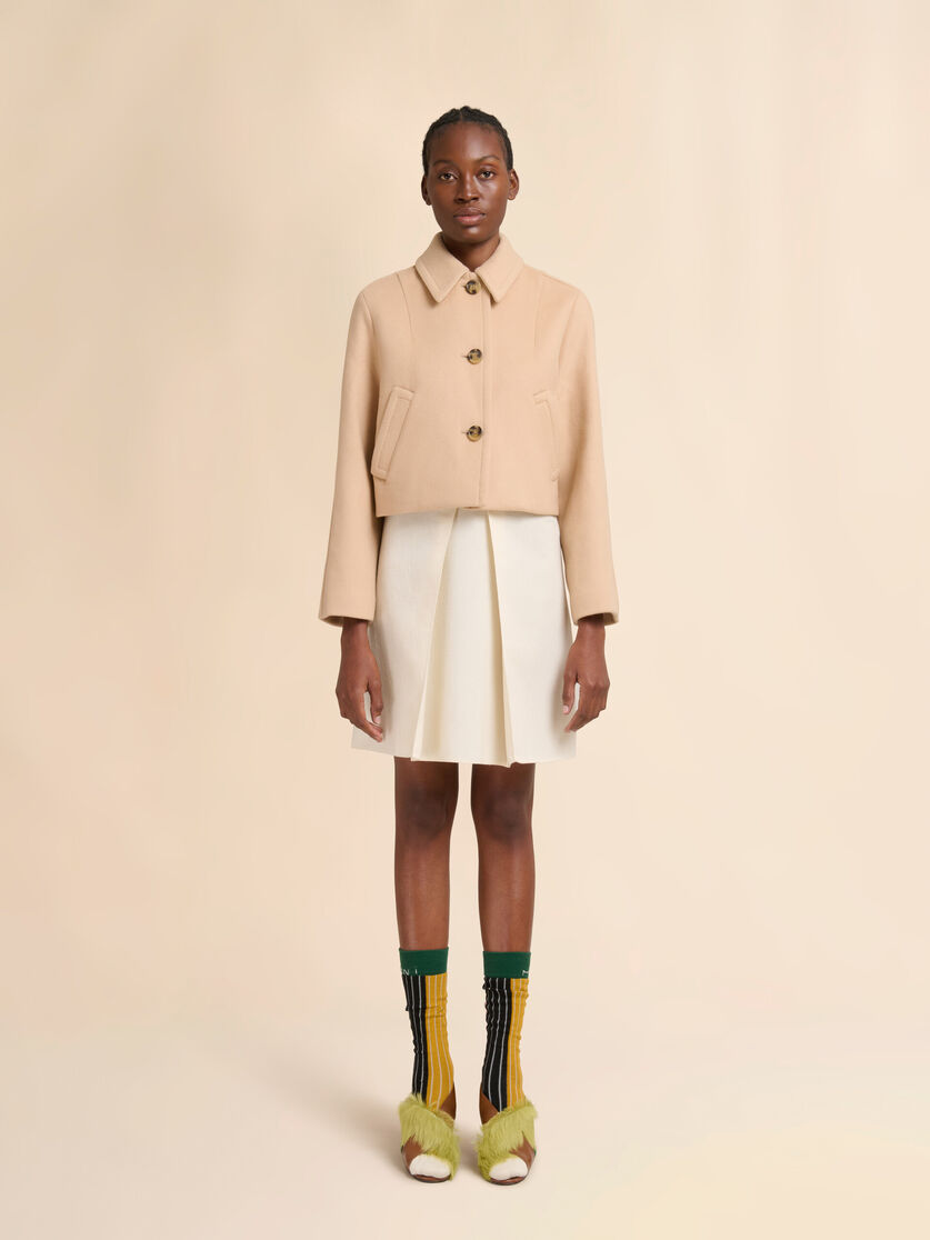 Camel felt cropped jacket, Image 2