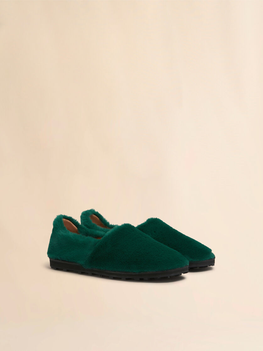 Blue slip-on loafer in faux fur - Lace-ups - Image 2