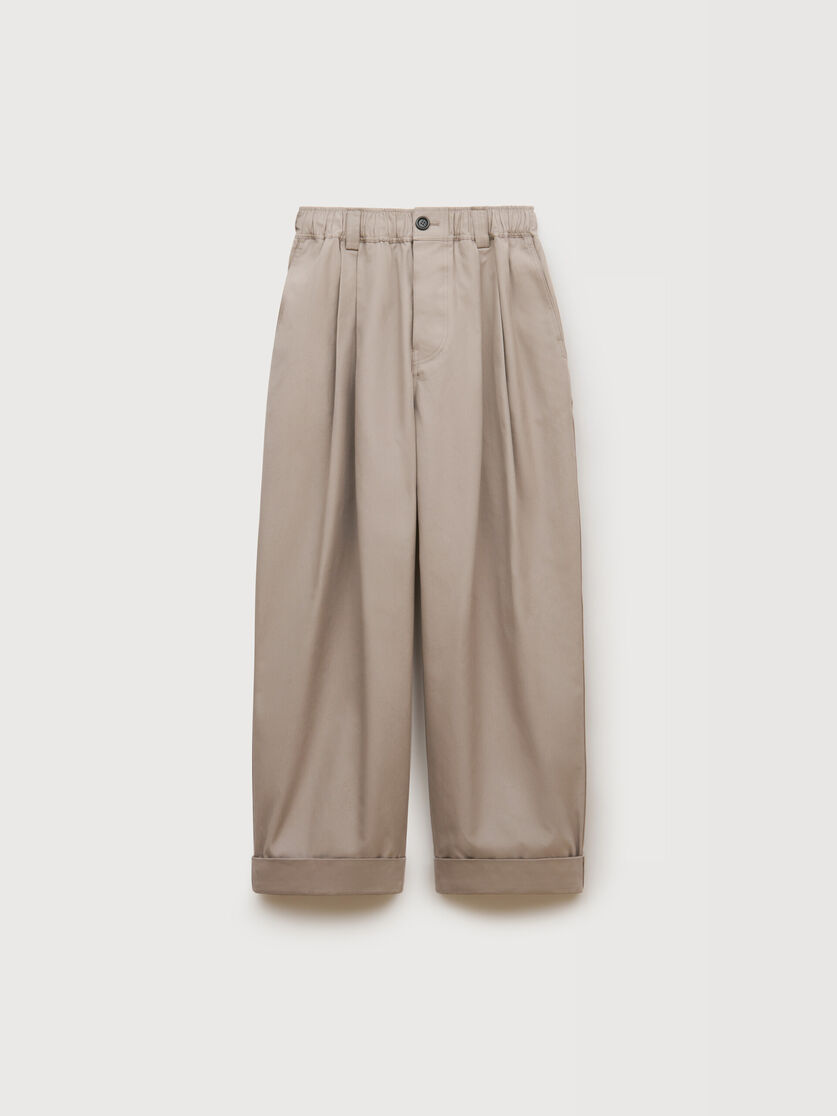 Grey canvas trousers with pleats, Image 1