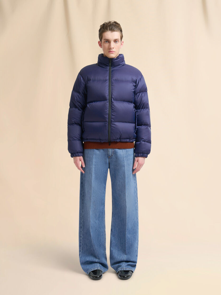 Dark blue ripstop nylon down jacket - Winter jackets - Image 2