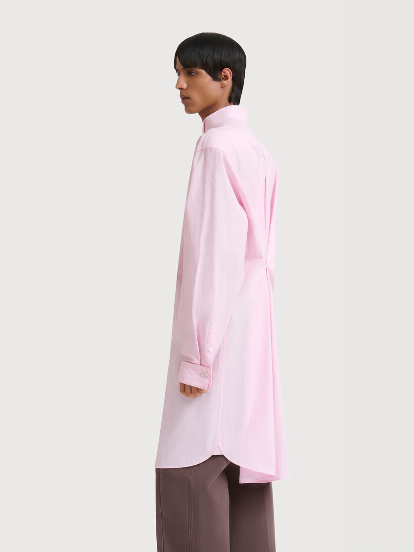 Pink poplin longline shirt with raised stripes, Image 4