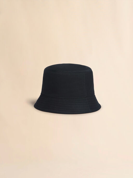 Black organic gabardine bucket hat with embroidered logo - Hats