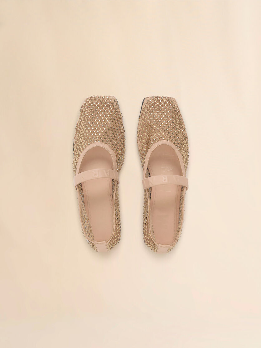 Black mesh Mary Jane ballet flat with crystals - Mocassin - Image 4