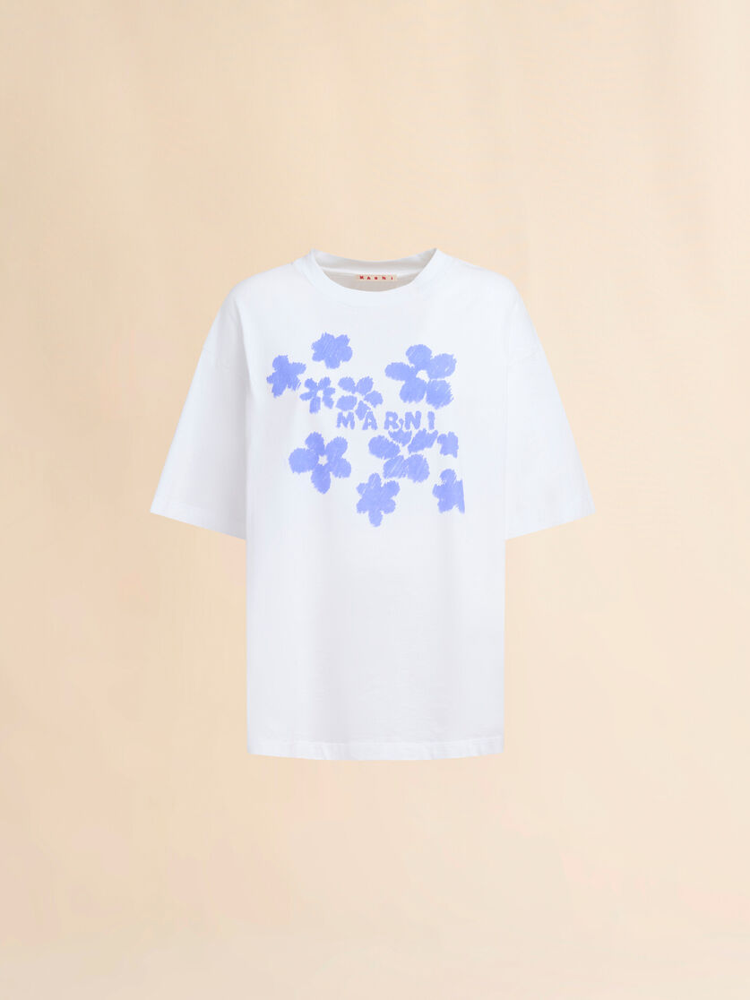 White cotton T-shirt with Daisy Garden print - T-shirts - Image 1
