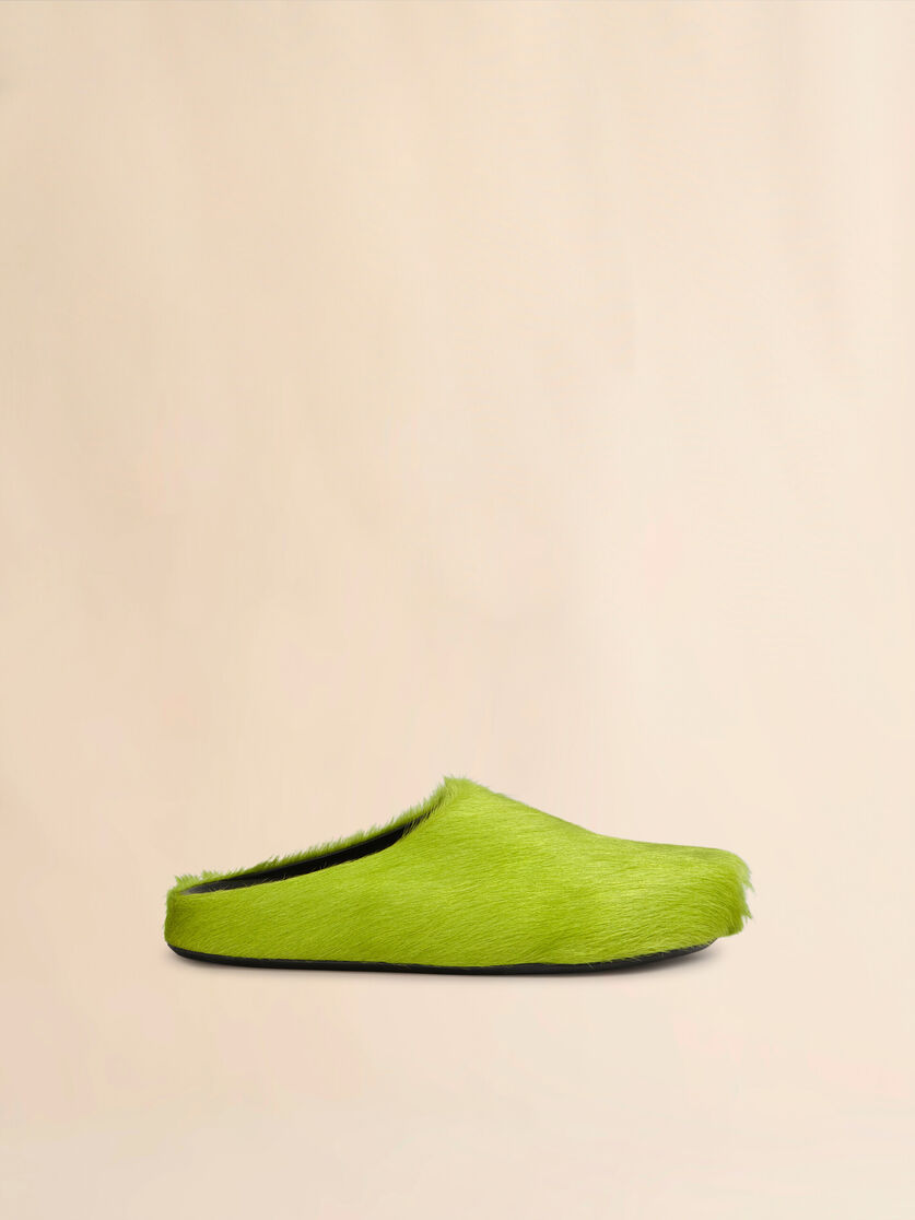 Mocasín sin talón de piel de becerro azul efecto pelo sensación de pies descalzos - Zuecos - Image 1