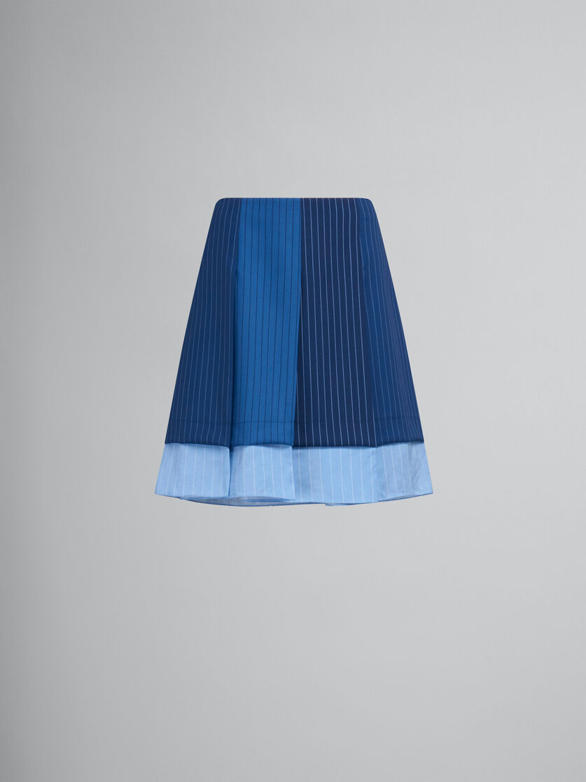Blue dégradé pinstripe wool mini skirt with pleats - Skirts - Image 1