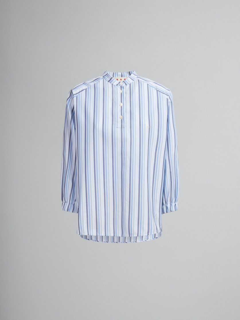ブルー ストライプ ポプリン製 マンダリンカラートップス | Marni