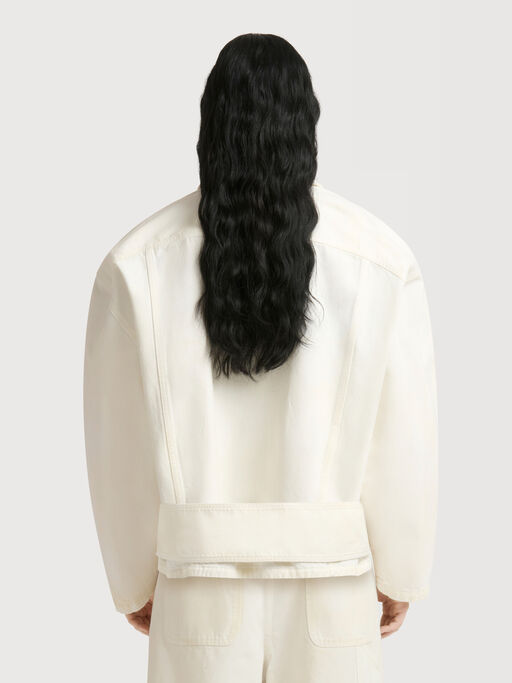 White denim jacket with martingale - Jackets