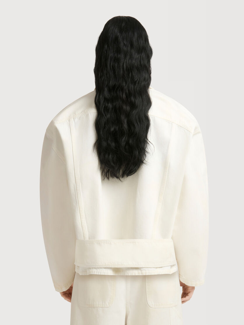 White denim jacket with martingale, Image 4