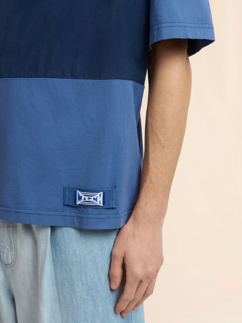 ブルー コットン製Tシャツ カラーブロックのフロント, Image 4