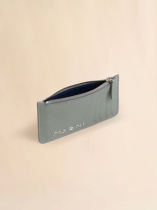 Tarjetero de piel gris con bordado Marni Mending - Carteras
