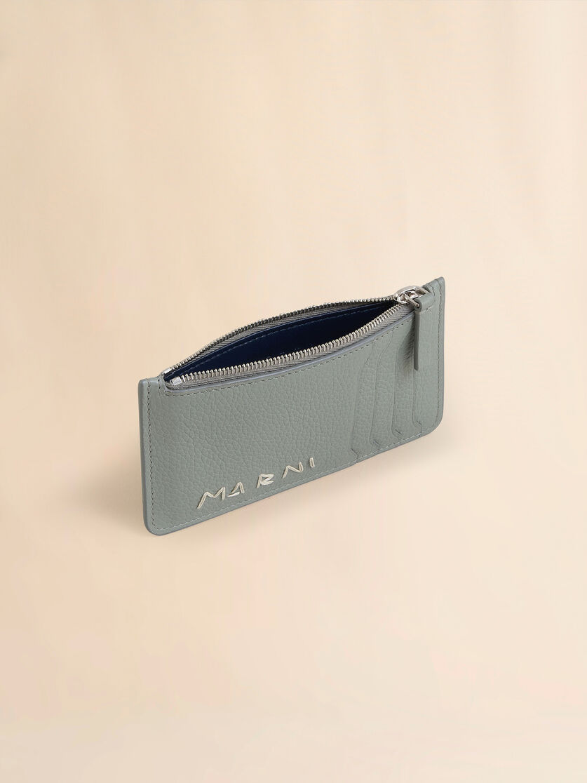 Black leather card case with Marni Mending embroidery - Wallets - Image 2