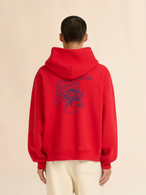 Marni + Madhappy red cotton zip hoodie with animal print - Sweaters