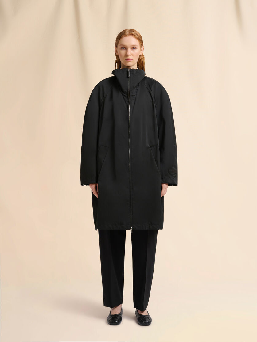 Black gathered taffeta parka - Jackets - Image 2