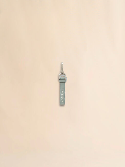 Grey leather keyring with Marni Mending embroidery - Key Rings