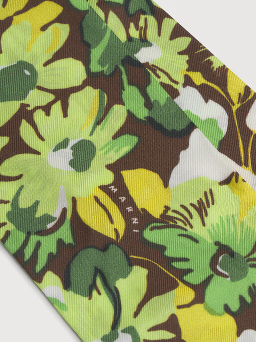Brown silk bandeau scarf with Pop Flower print - Other accessories