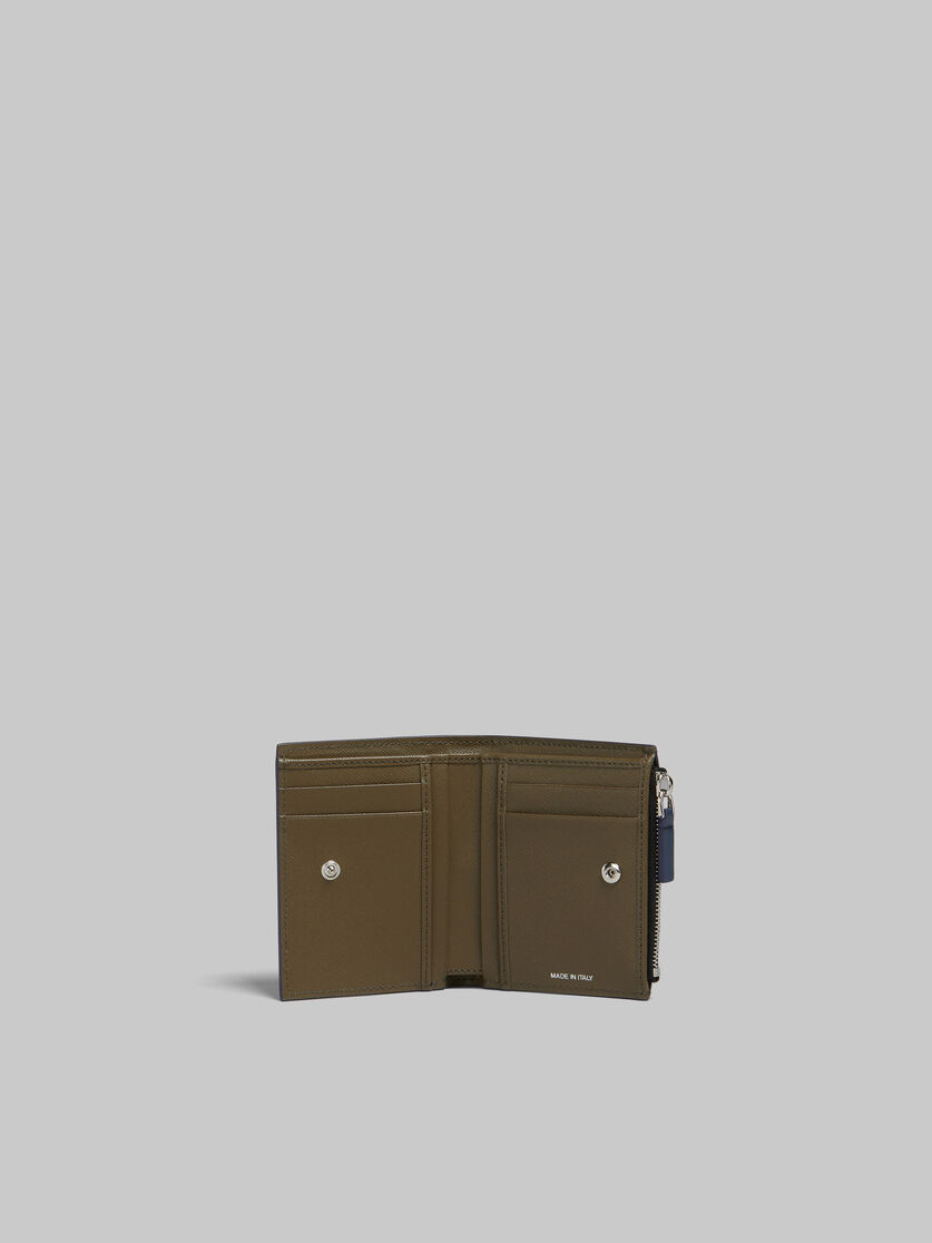 クリーム ディープブルー サフィアーノレザー製 二つ折りウォレット 、ファスナー式ポケット - 財布 - Image 2