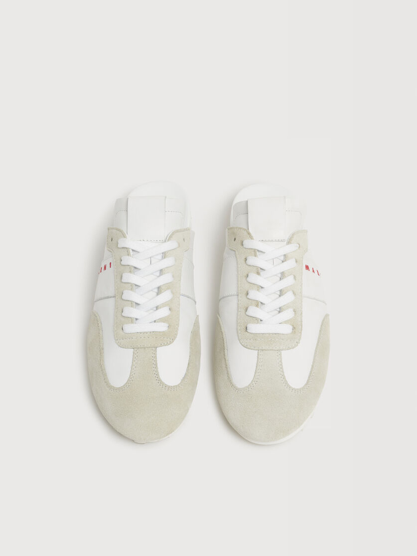 White nappa leather and suede Softy Soccer slip-on sneaker, Image 4