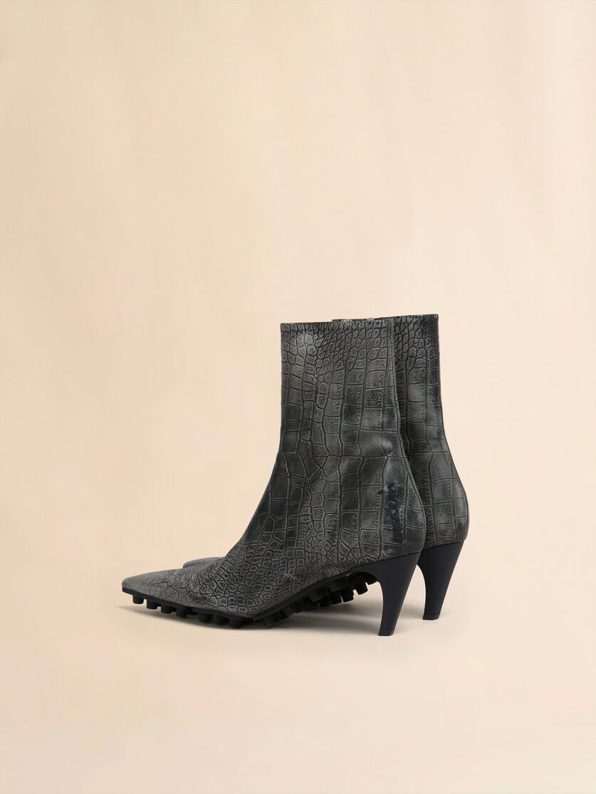 Spike ankle boot in crocodile print leather - Boots - Image 3