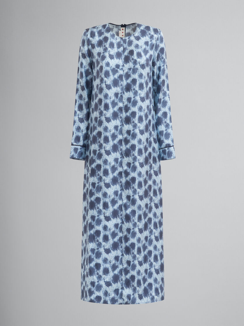 グレー シルク製ロングドレス Crayon Leopardプリント | Marni
