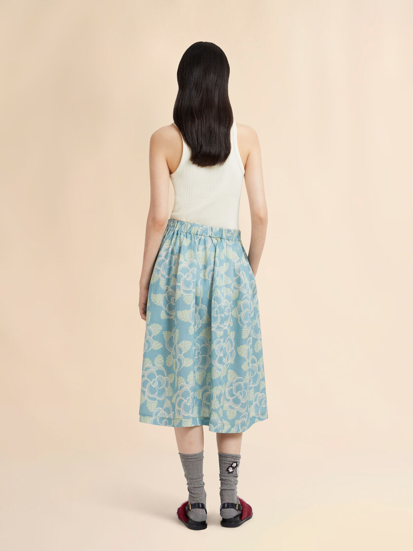 Blue ramie elasticated skirt with Banjo print, Image 3