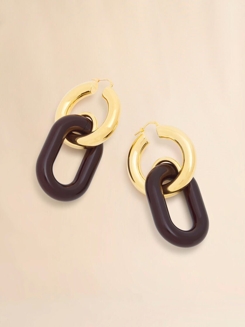 Brown resin chain earrings - Earrings - Image 4
