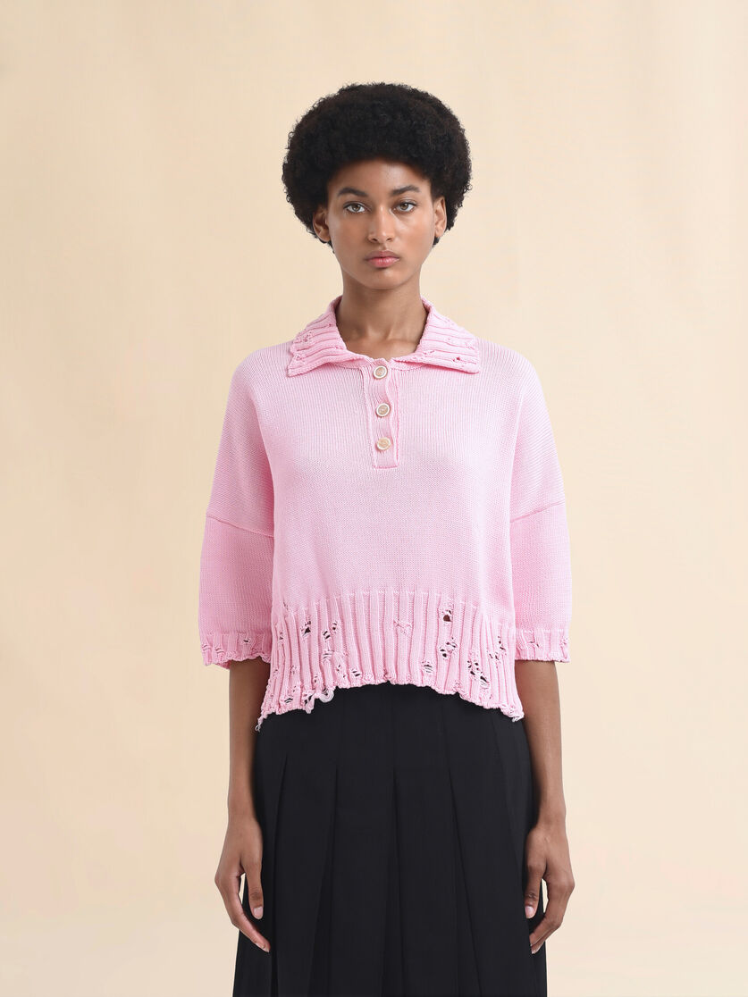 Pink cotton polo shirt with Marni Symbol - Shirts - Image 2