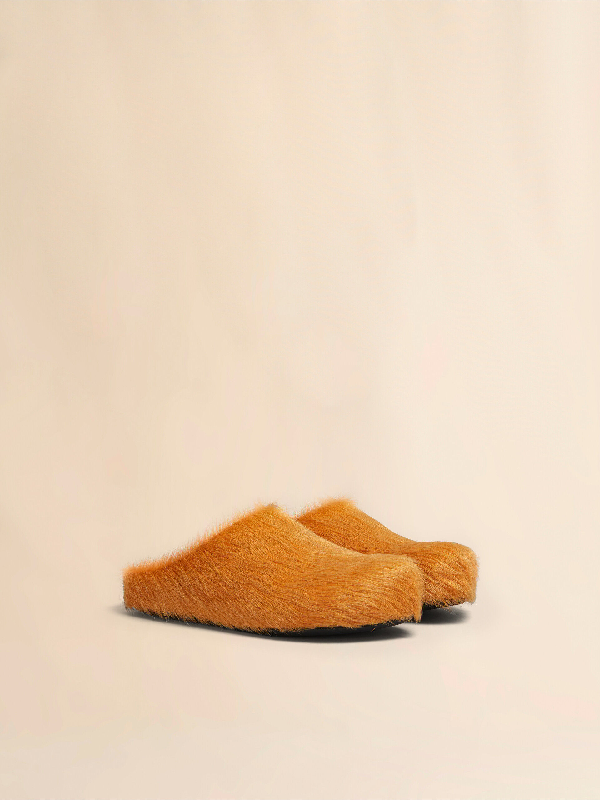 Orange long-hair calfskin Fussbett sabot | Marni