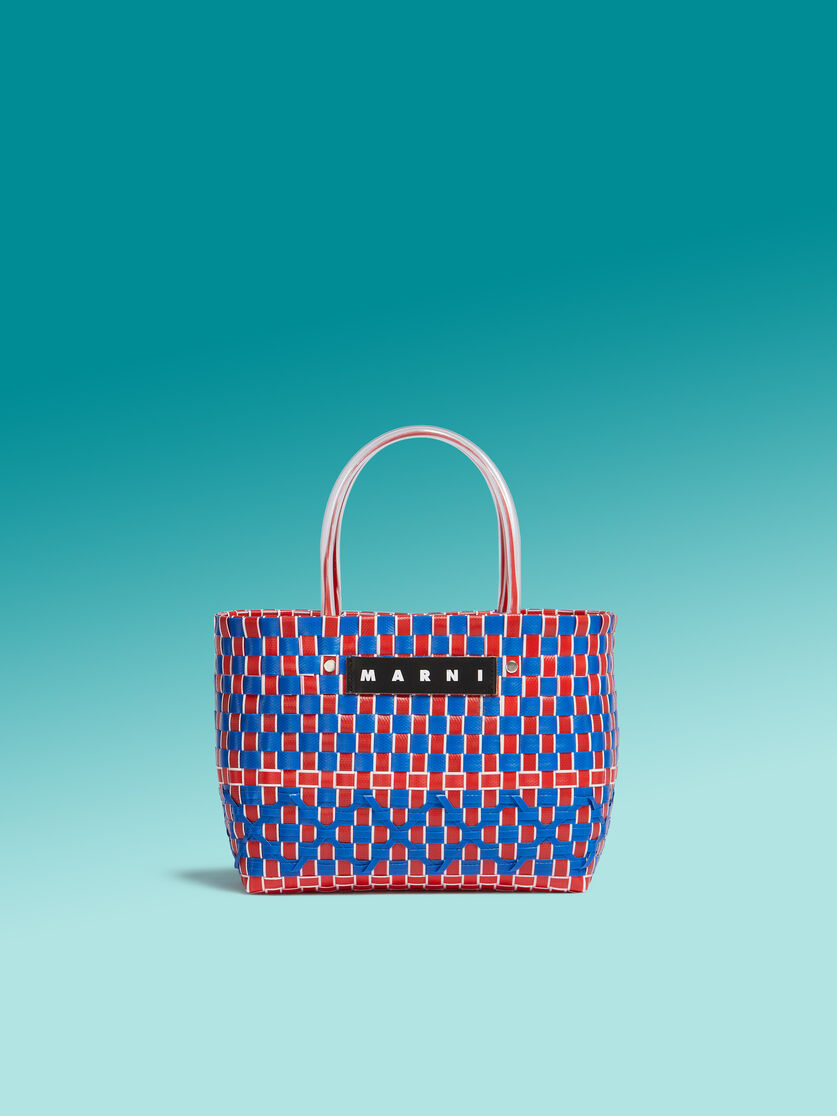 Blue and red woven MARNI MARKET OVAL bag - Shopping Bags - Image 1