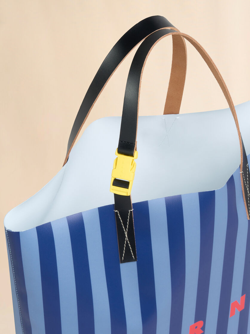 Sac shopping Tribeca à rayures bleues avec logo Marni - Sacs cabas - Image 3