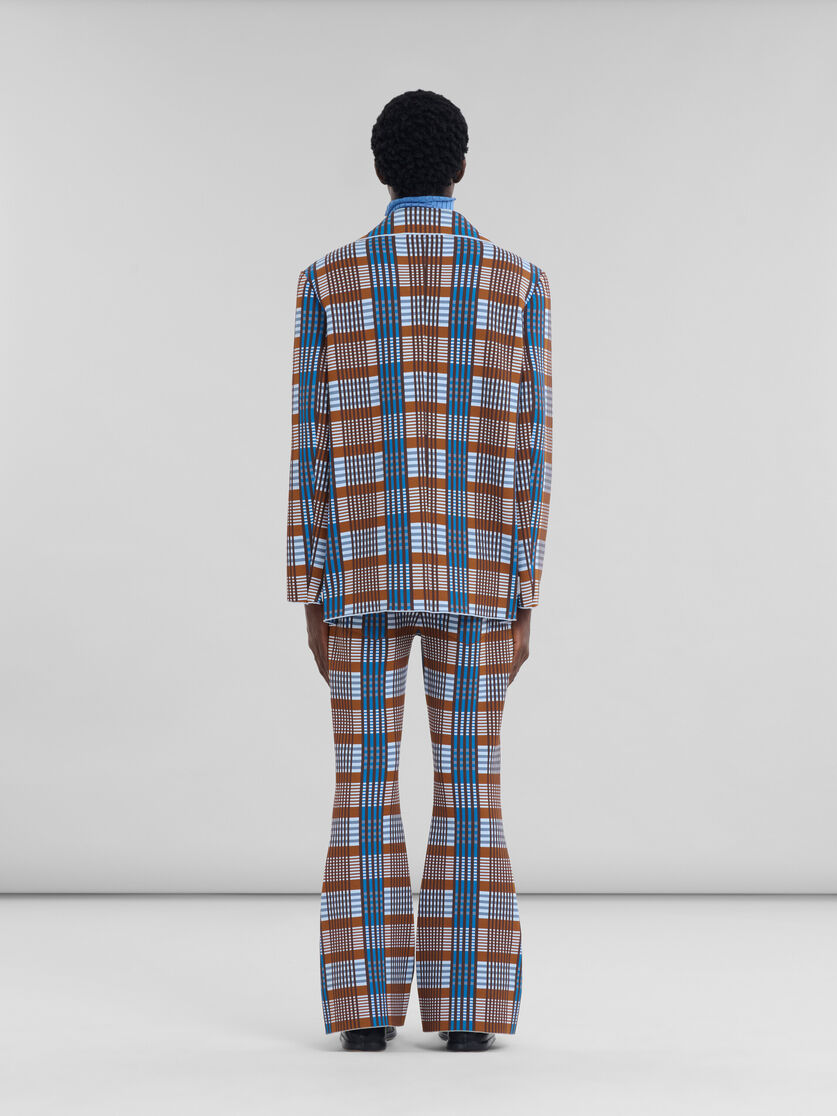 Brown and blue checked techno knit blazer - Jackets - Image 3