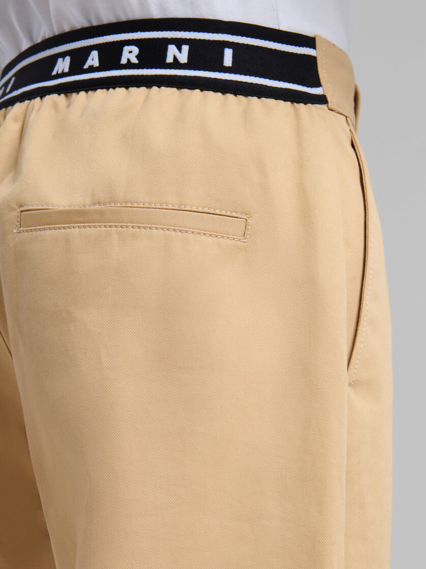 Blue organic gabardine trousers with back logo waist - Pants - Image 4