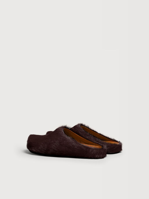 Brown long haircalfskin Fussbett sabot - Clogs