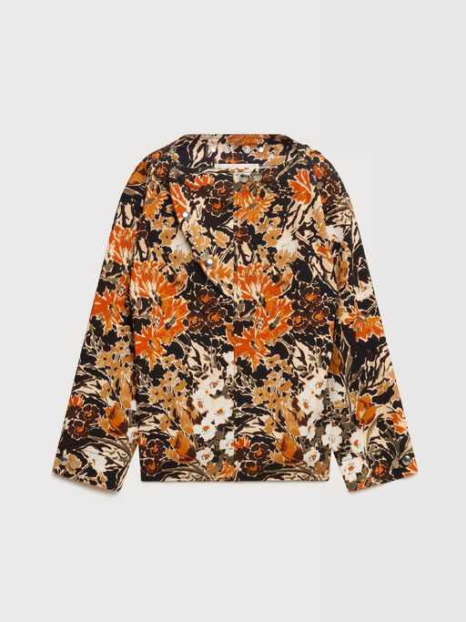 Black cloqu&eacute; top with Extreme Bouquet print - Shirts