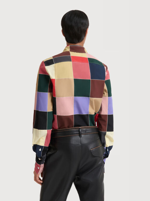 Multicolour patchwork poplin shirt - Shirts