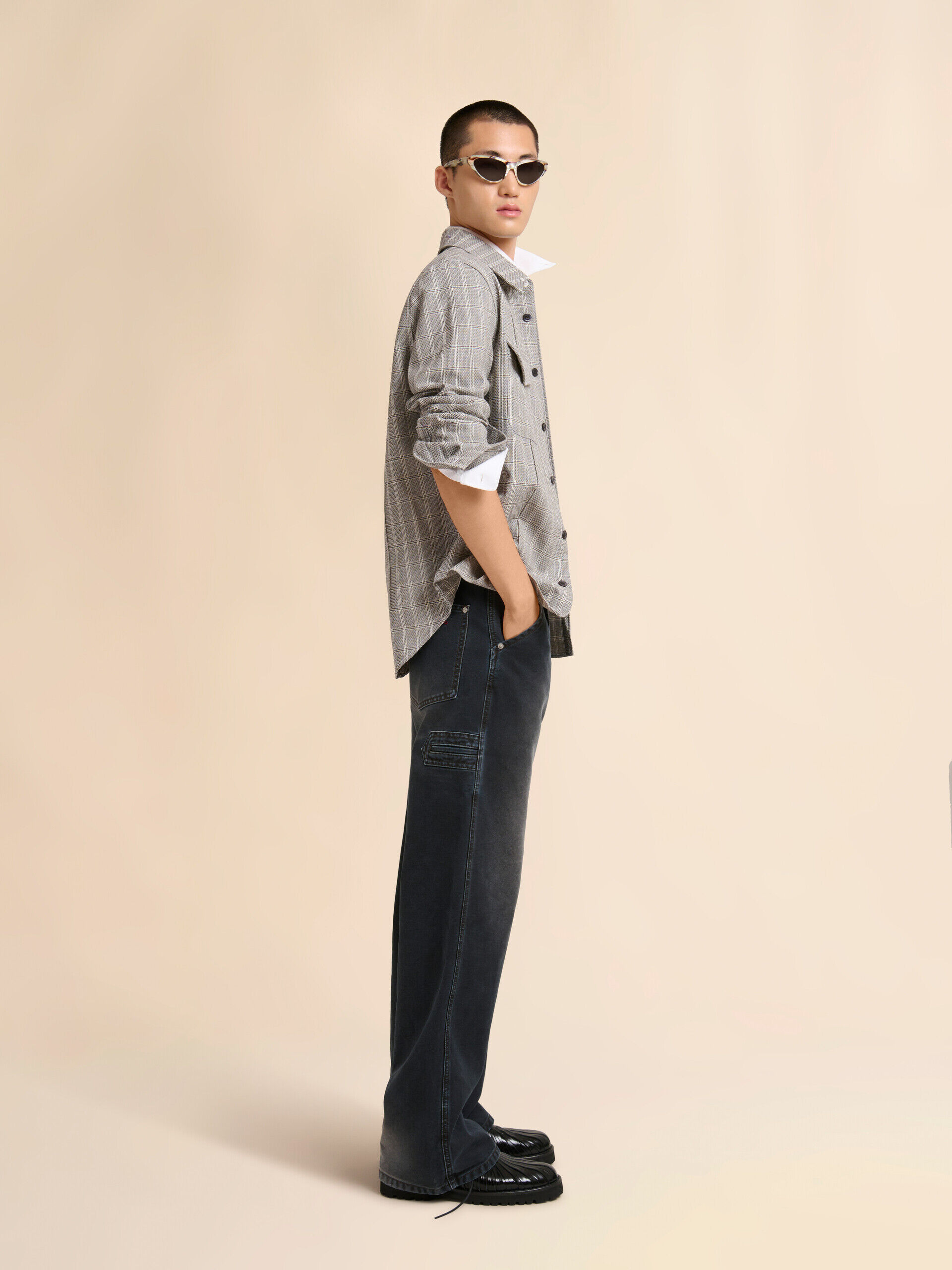 White cotton Oxford shirt with striped pocket | Marni