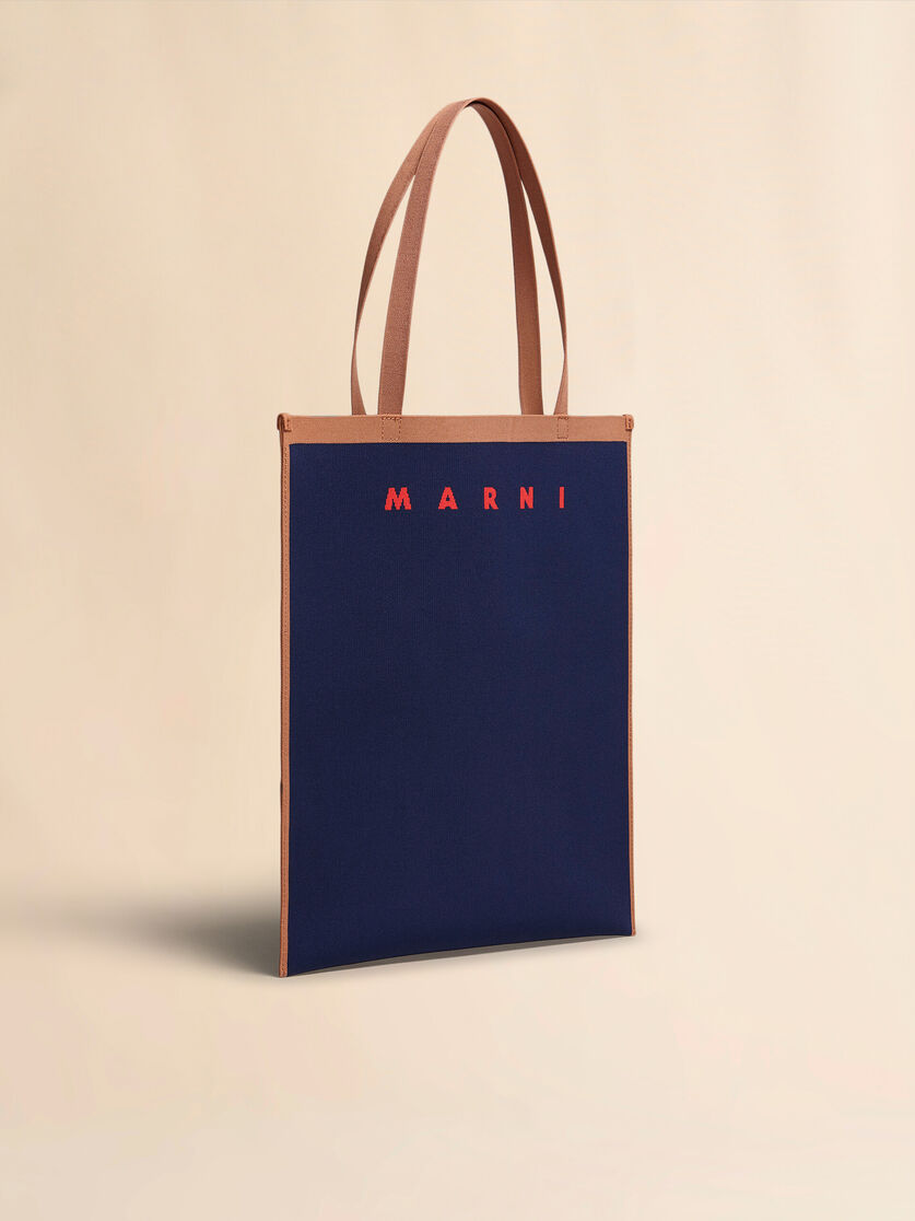 TRUNK SOFT in blue and brown knit fabric - Shopping Bags - Image 5