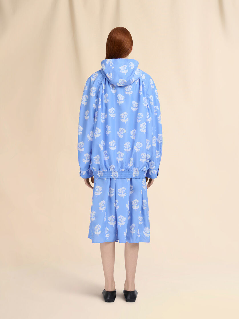 Light blue taffeta bomber with Sprayed Roses print - Jackets - Image 3