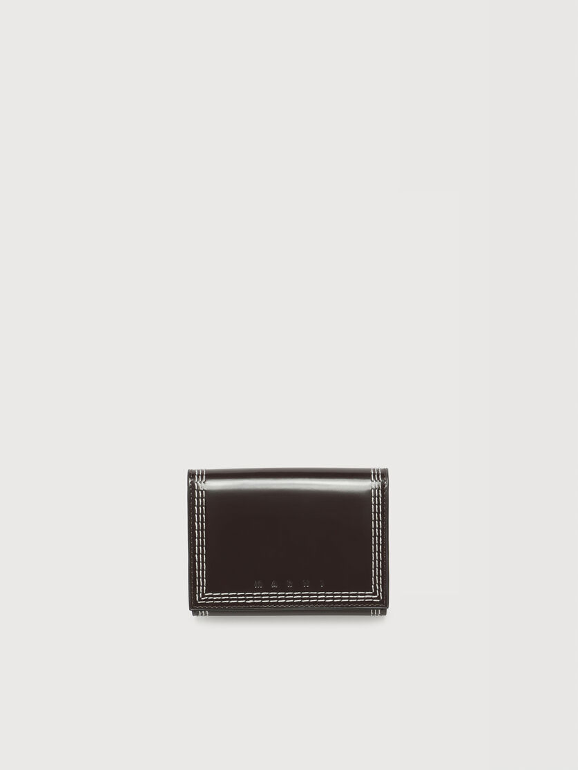 ディープブラウンレザー 三つ折りウォレット トリプルステッチ入り, Image 1