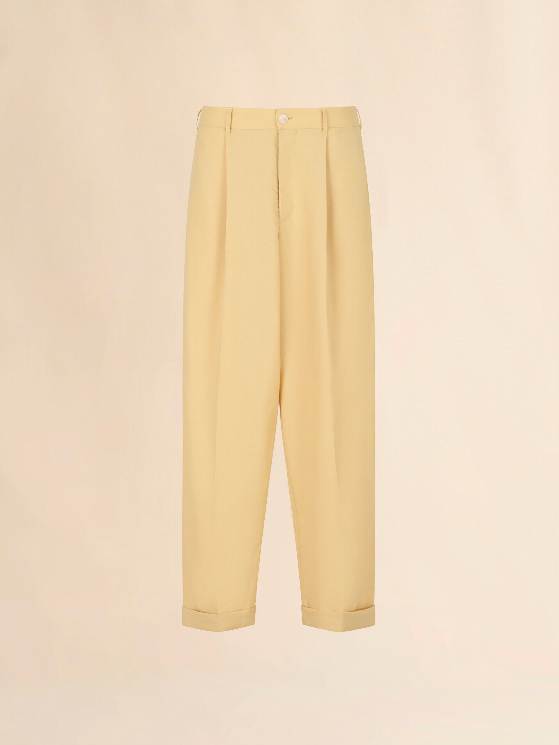 Yellow tropical wool pleated trousers | Marni