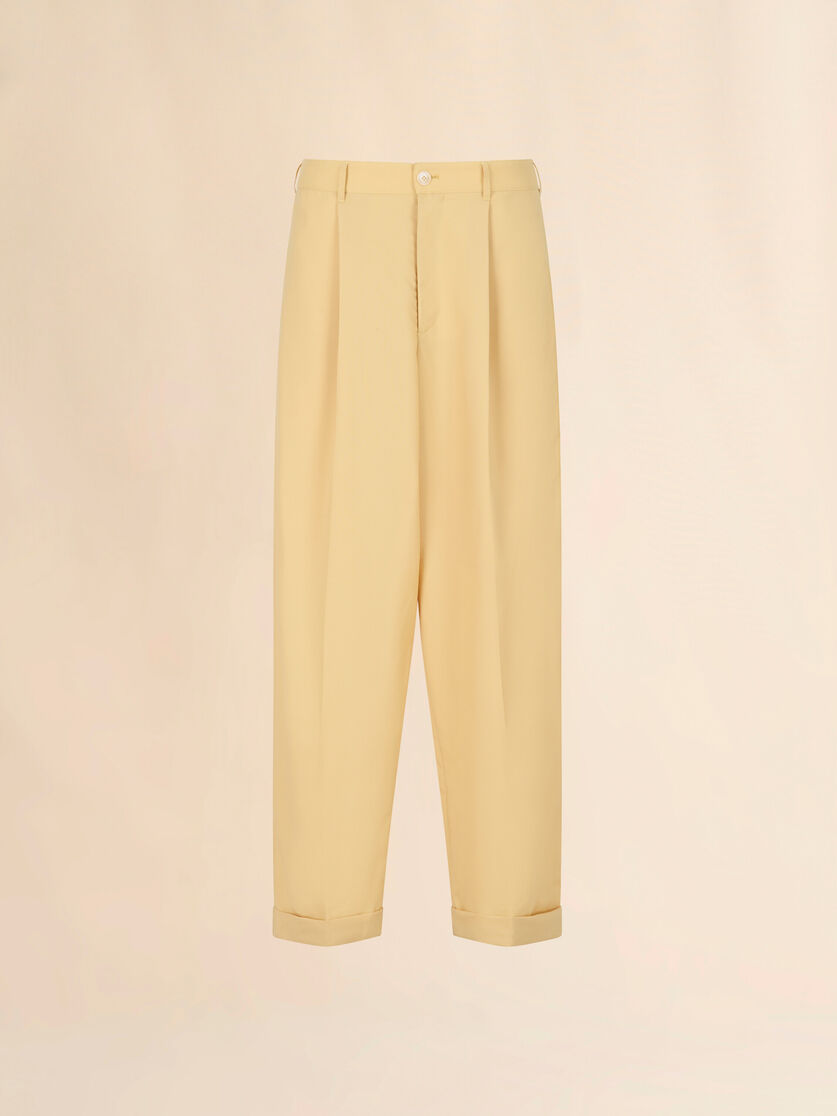 Yellow tropical wool pleated trousers, Image 1