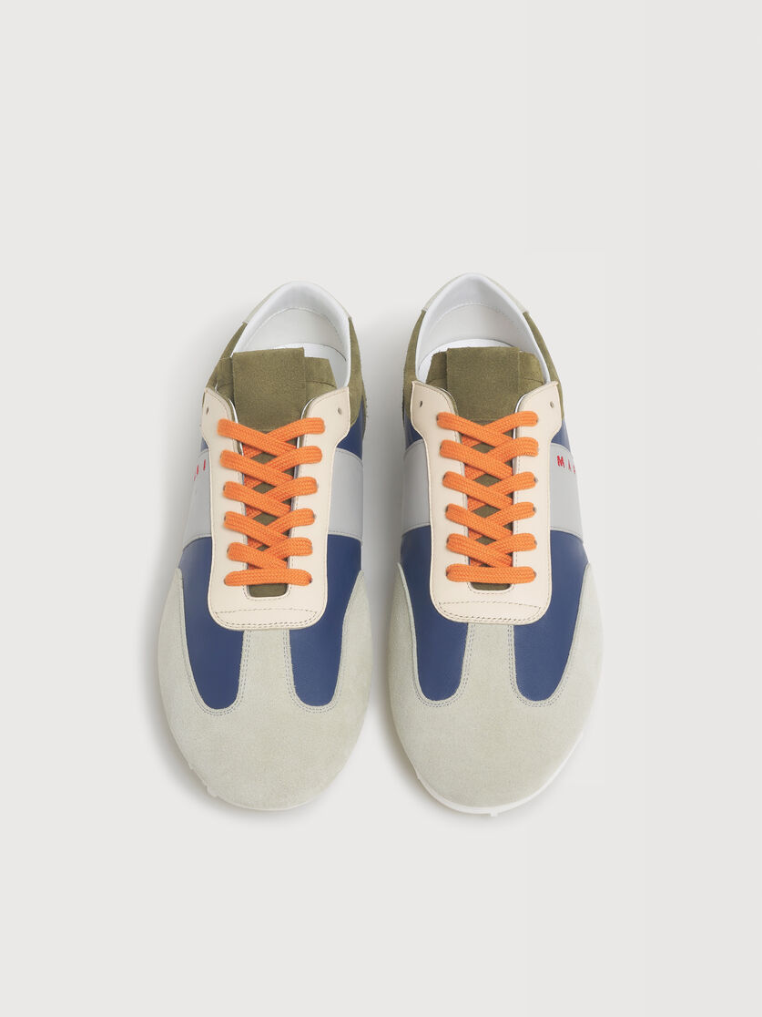 Blue leather and multicolour suede Softy Soccer sneaker, Image 4