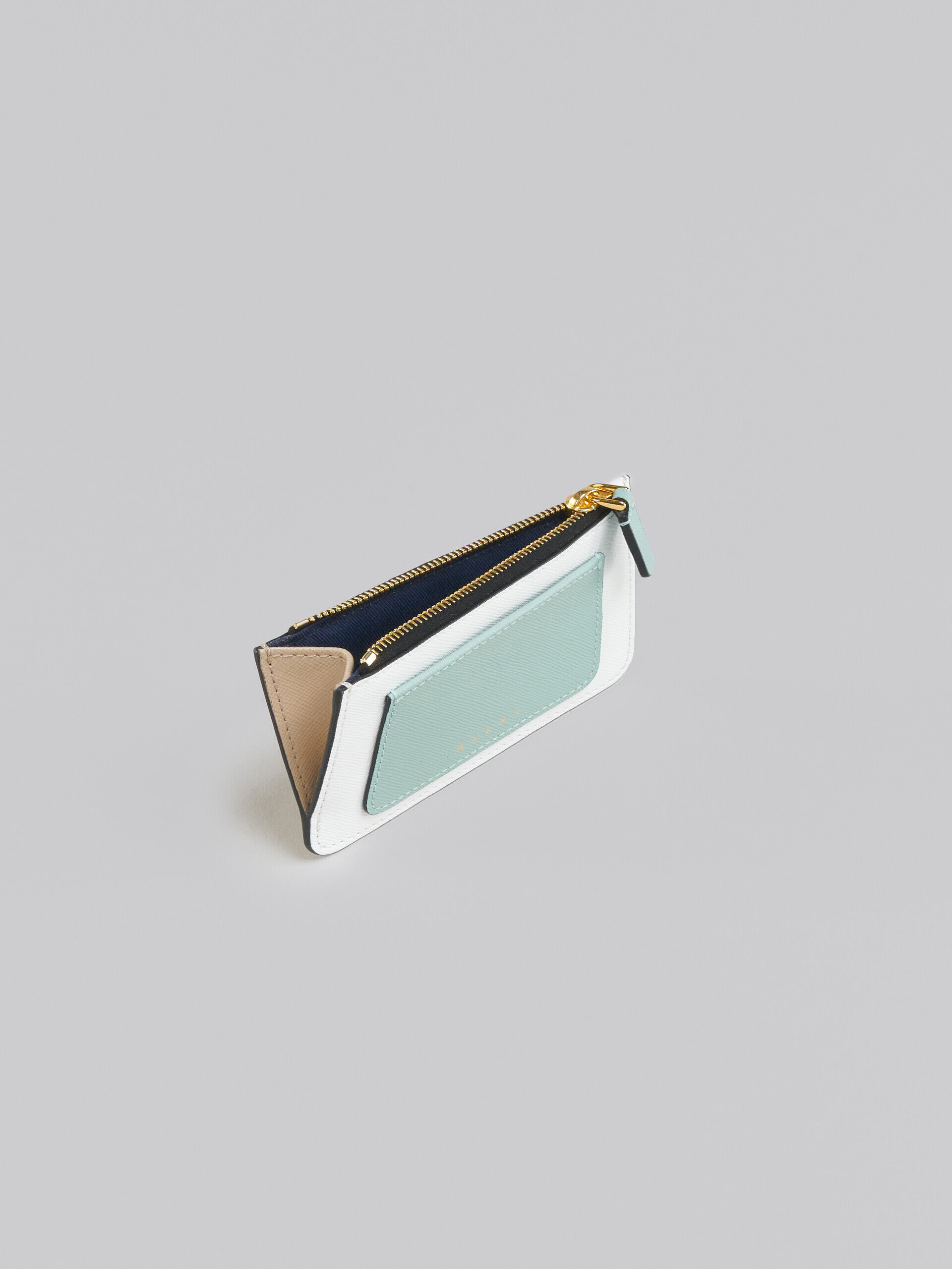 Light green white and brown saffiano leather card case | Marni