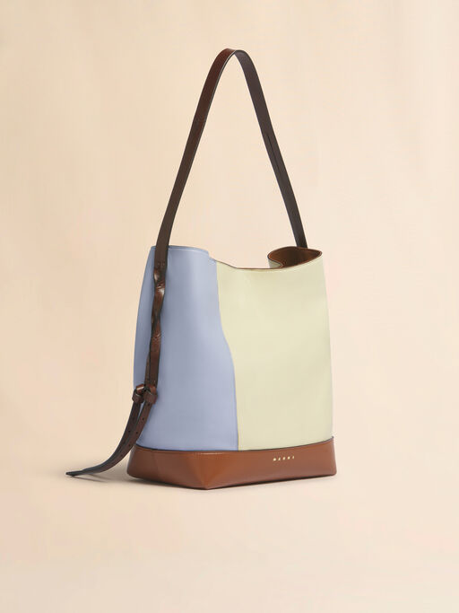 Blue cream and brown leather Pod 2.0 small hobo bag - Shoulder Bags