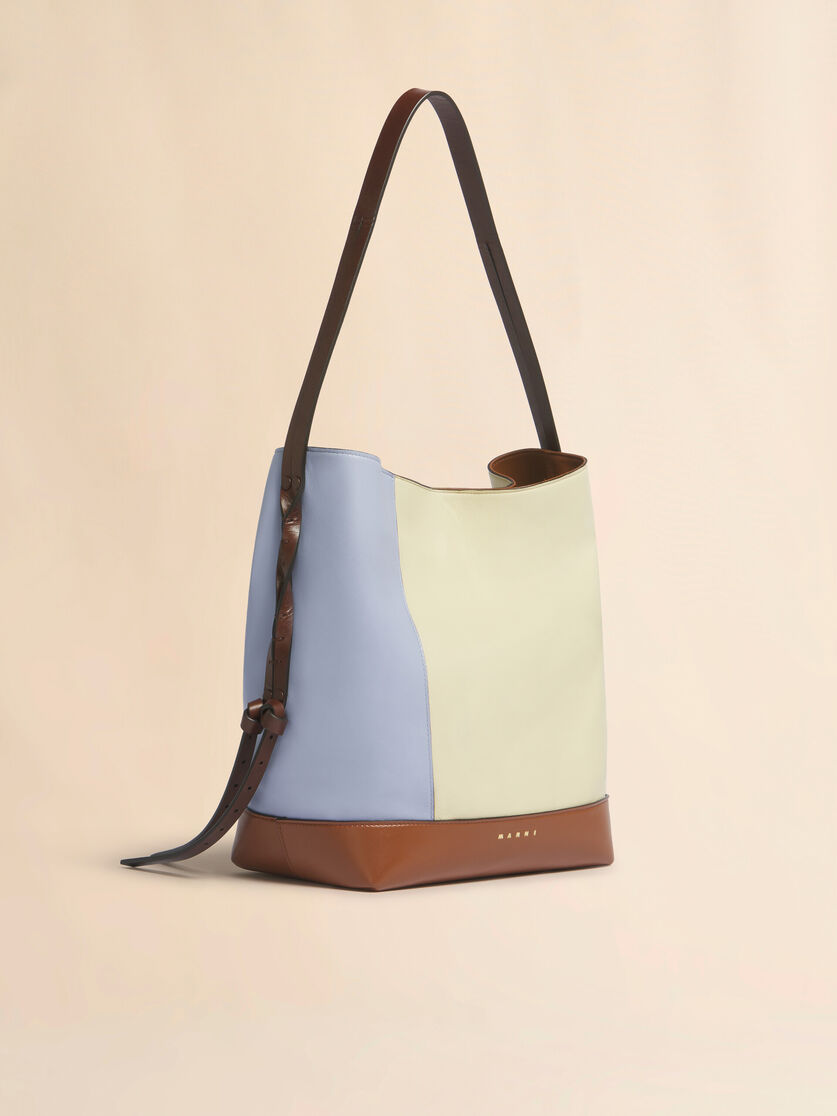 Blue cream and brown leather Pod 2.0 small hobo bag, Image 6