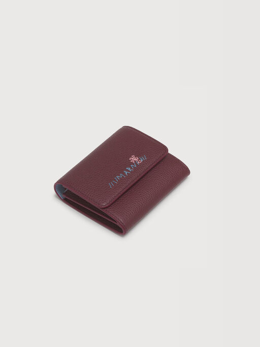 Burgundy leather flap cardholder with Marni Mending - Wallets
